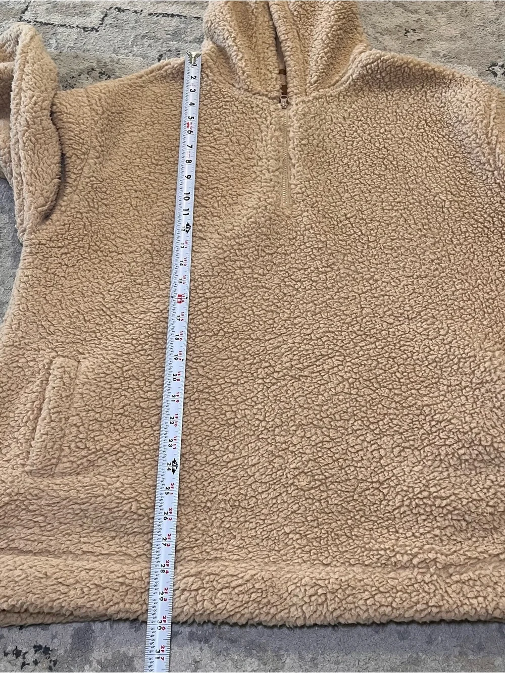Koolaburra by UGG oversized Hooded Sherpa Pullover Sweater Tan Women 2X 1/4‎ Zip